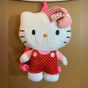 Sanrio Hello Kitty Big Red Bow Polka Dot Plush Backpack - NWT